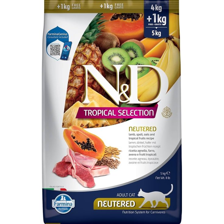 N&D CAT TROPICAL LAMB NEUTERED 4+1 KG