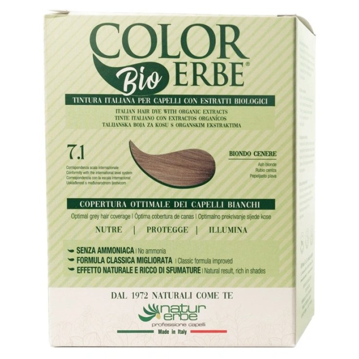 Tintura Capelli Bio 7.1&nbsp;Biondo Cenere Color Erbe