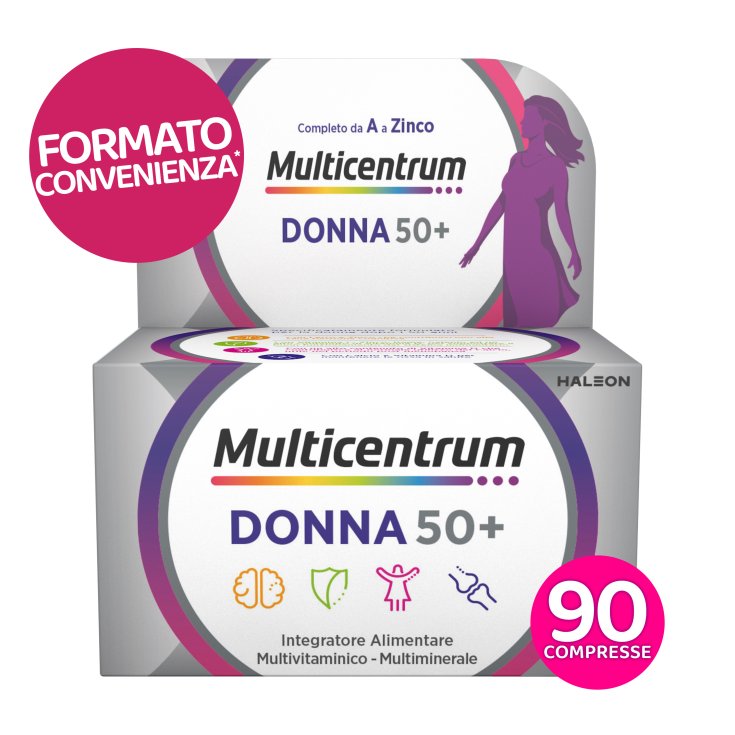 Multicentrum Donna 50+ Integratore Multivitaminico completo, per Donne oltre 50 anni, formato convenienza* 90 Compresse