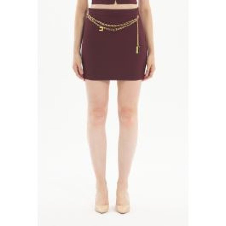 Ebrar Store Gonna Popeline con Cintura Bordeaux