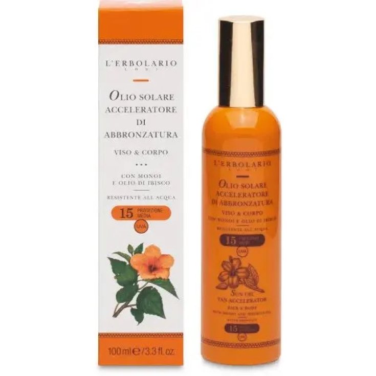 L'erbolario Olio Solare Acceleratore Abbronzatura SPF15 Viso e Corpo, 100 ml