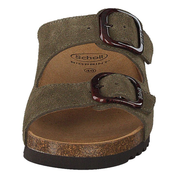 Scholl Ilary 2 Straps Suede W Oliva 40 Sandali Donna