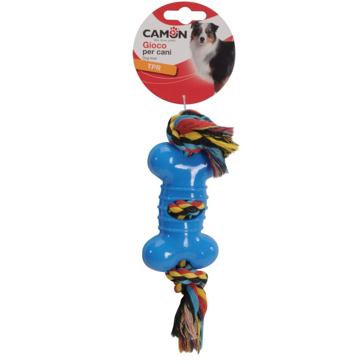 GIOCO CANE OSSO NE+BLU+GIA TPR