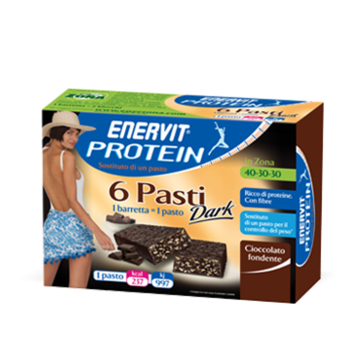 6 Meals Enervit Protein Dark Chocolate Taste 6 Bars of 60g