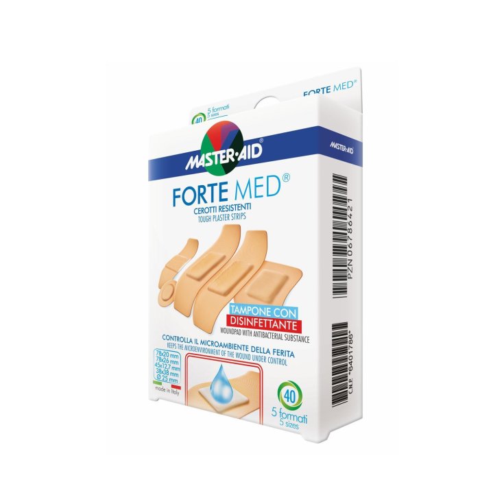 Master-Aid® Forte Med® Resistant Plasters Pad With Disinfectant 5 Sizes 40 Strips