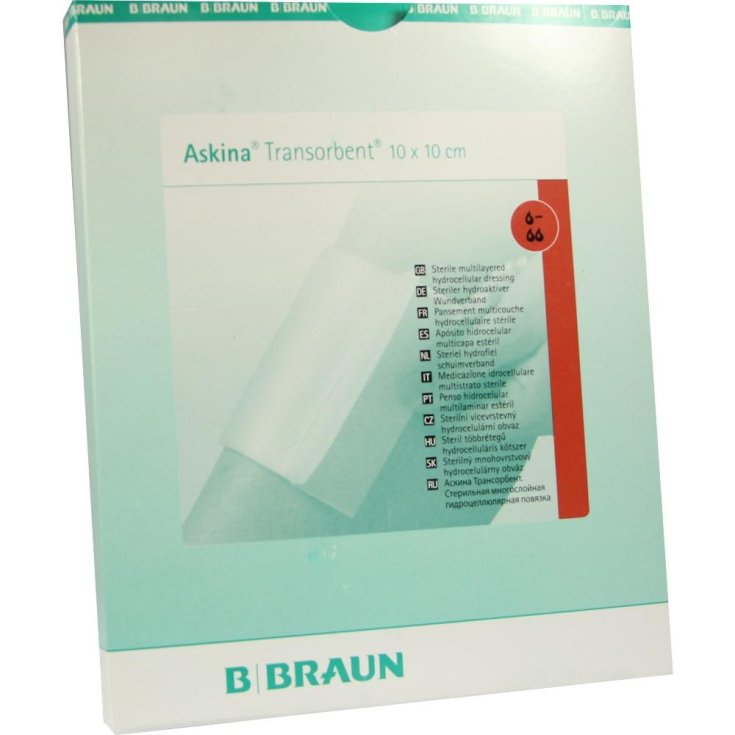 B.Braun Askina Transorbent Adhesive Bandage In Polyurethane Foam 10x10cm 5 Pieces