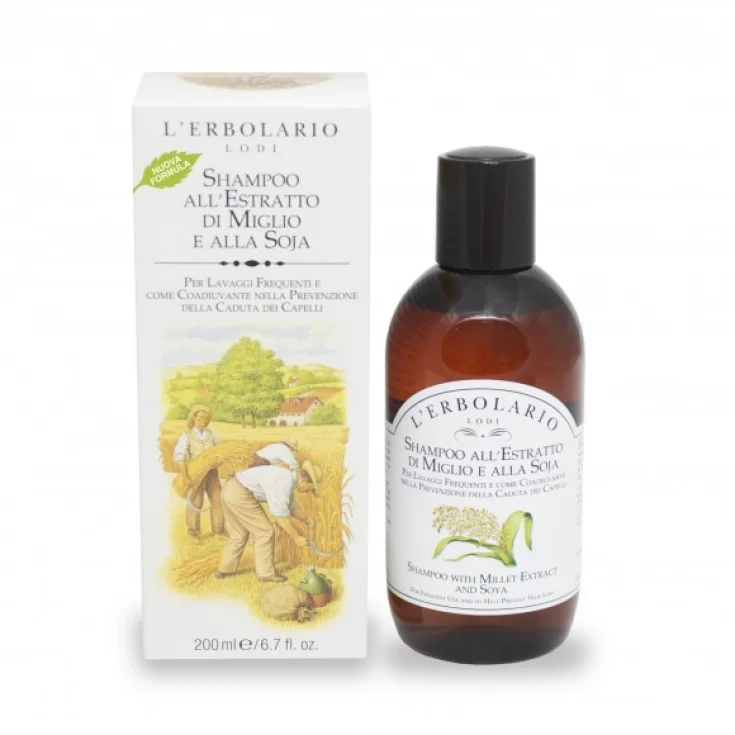 L'Erbolario Shampoo with Millet Extract and Soya For Frequent Washing 200ml