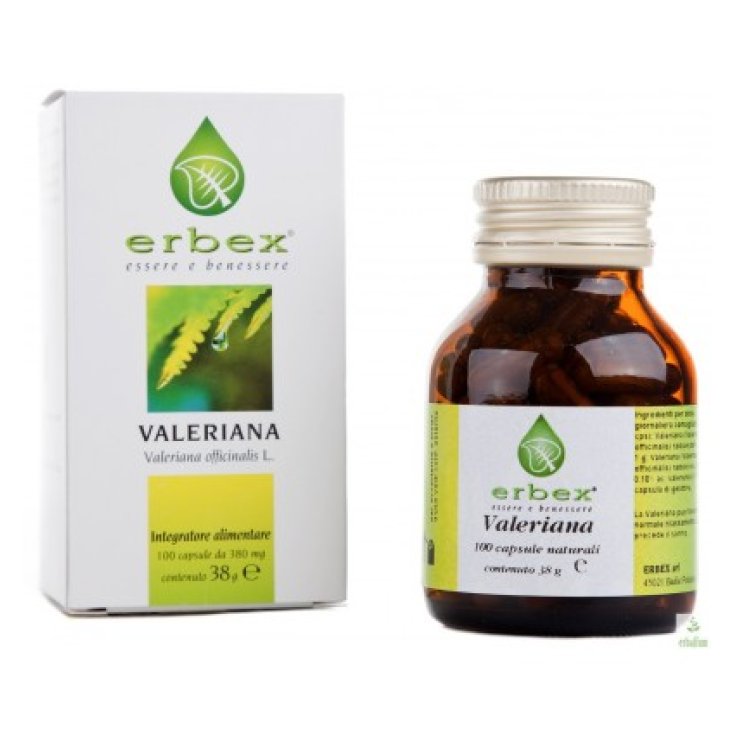 Erbex Valerian Food Supplement 100 Capsules Of 380mg