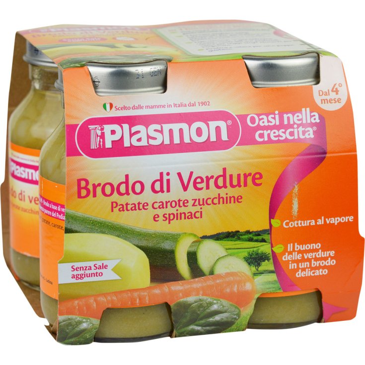 Plasmon Liquid Broth Potatoes Zucchini Carrots And Spinach Liquid 4 x 125ml