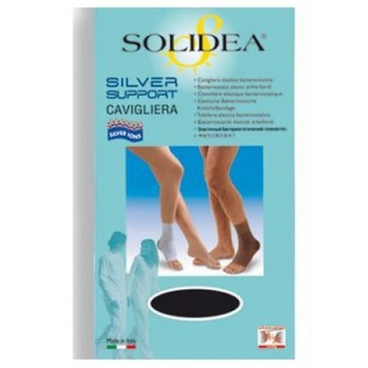 Solidea Silver Support Anklet Black S