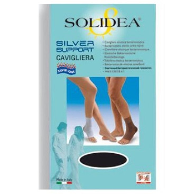 Solidea® Silver Support Elastic Anklet Color Black Size L
