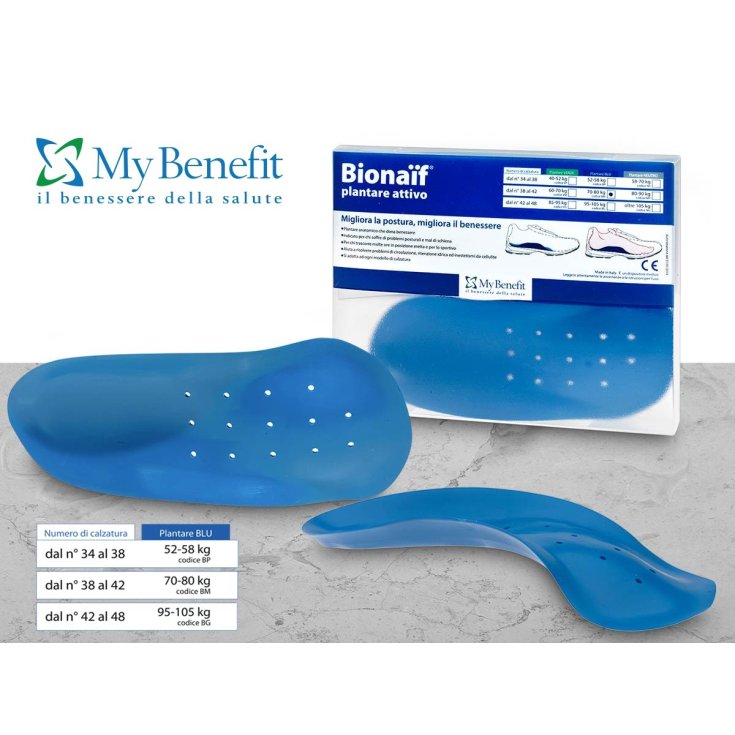 Bionaif My Benefit Active Footbed Blue Color Large Size 2 Insoles