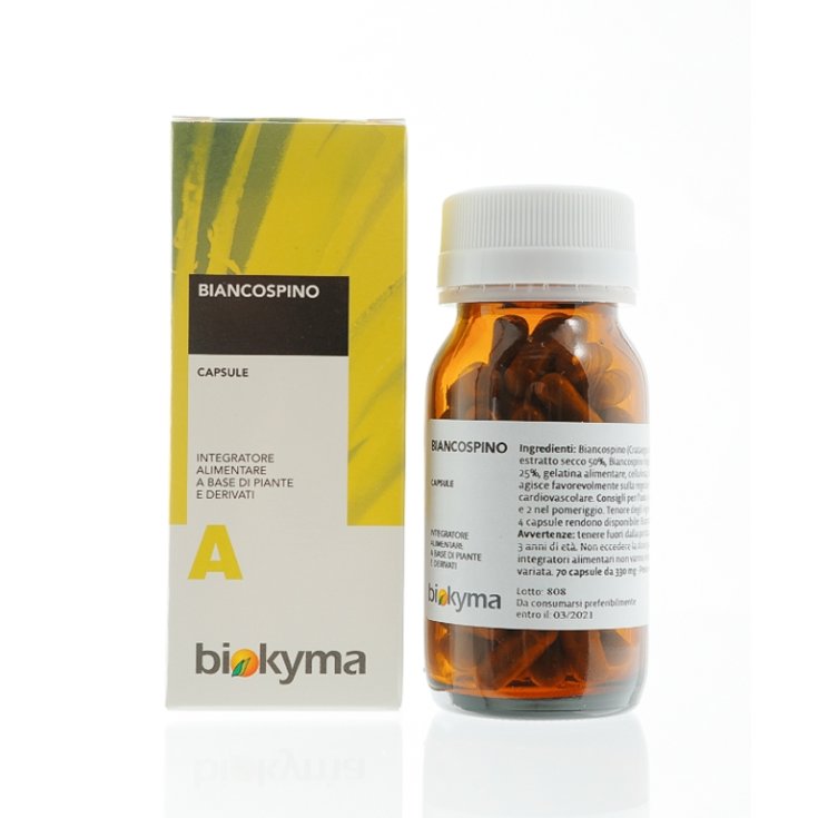 Biokyma Hawthorn Extract + Powder Food Supplement Bottle 75 Capsules