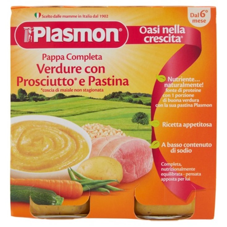 Homogenized Plasmon Complete Meal Vegetables Pastina Cooked Ham 2x380g