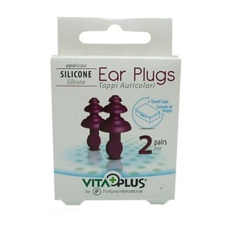 Vita + Plus® Ear Plugs Silicone Water Ear Plugs 2 Pairs + Case
