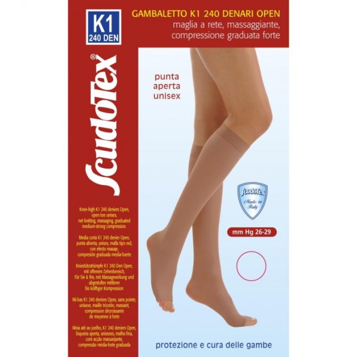 Scudotex K1 240 Den Open Toe Knee Highs Color Buckskin Size 6