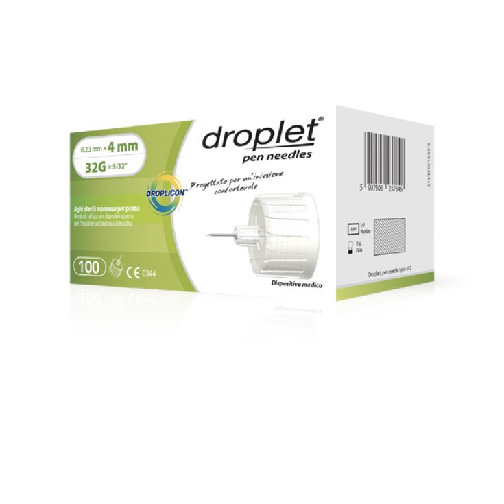 Droplet® Insulin Needle Droplicon® Disposable Sterile Needle For Pen G32 4mm 100 Pieces