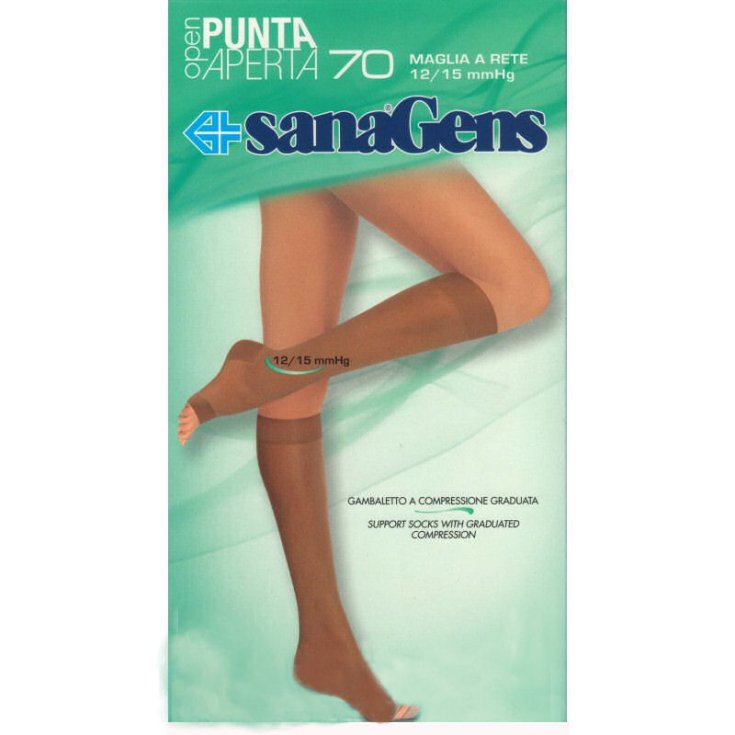 SanaGens Mollet 70 DEN AD Open Toe Knee-Highs Color Playa Size 5