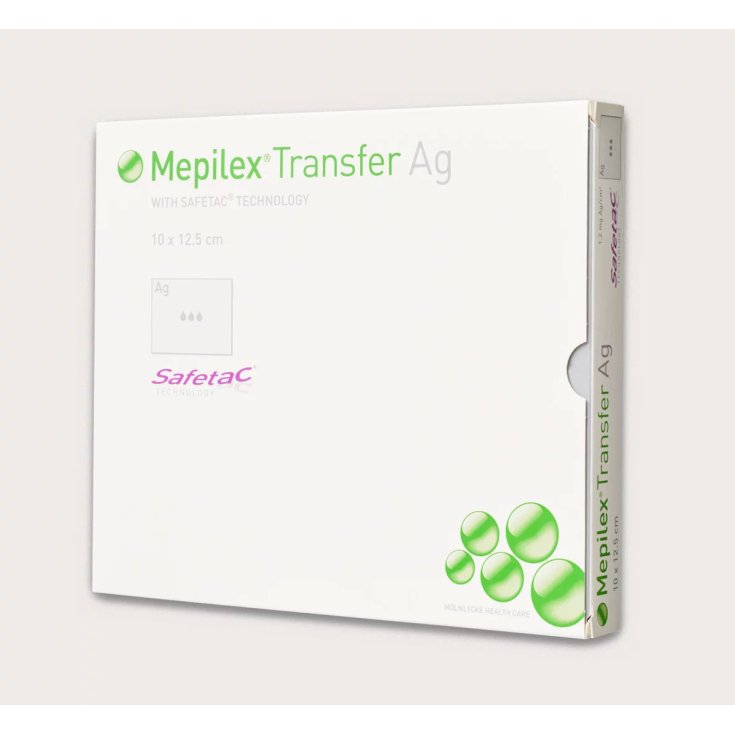 Mölnlycke® Mepilex® Transfer Ag Antimicrobial Foam Dressing Size 12,5x12,5cm 5 Pieces