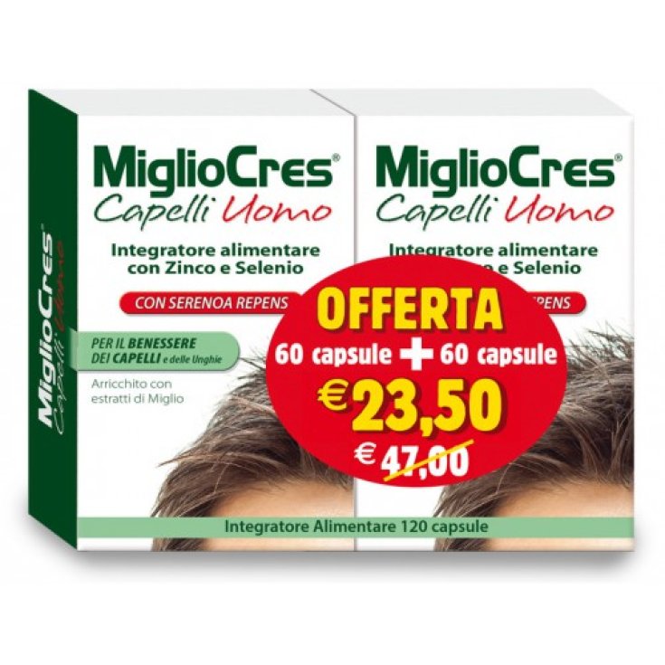 F&F MiglioCres Men's Hair Line Food Supplement 60 + 60 Promo Capsules