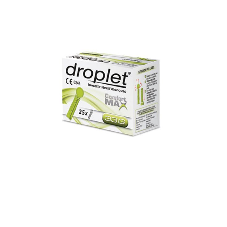 Droplet® Comfort Max Lancets Sterile Disposable Lancing Device G33 25 Pieces
