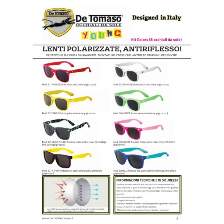 De Tomaso Young Children's Glasses Assorted Patterns Kit Colors