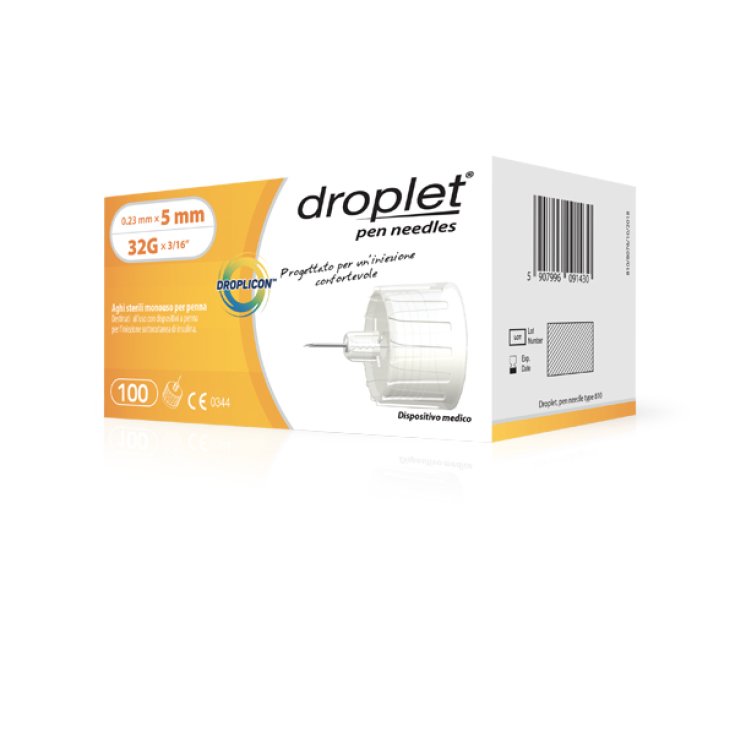 Droplet® Insulin Needle Droplicon® Disposable Sterile Needle For Pen G32 5mm 100 Pieces