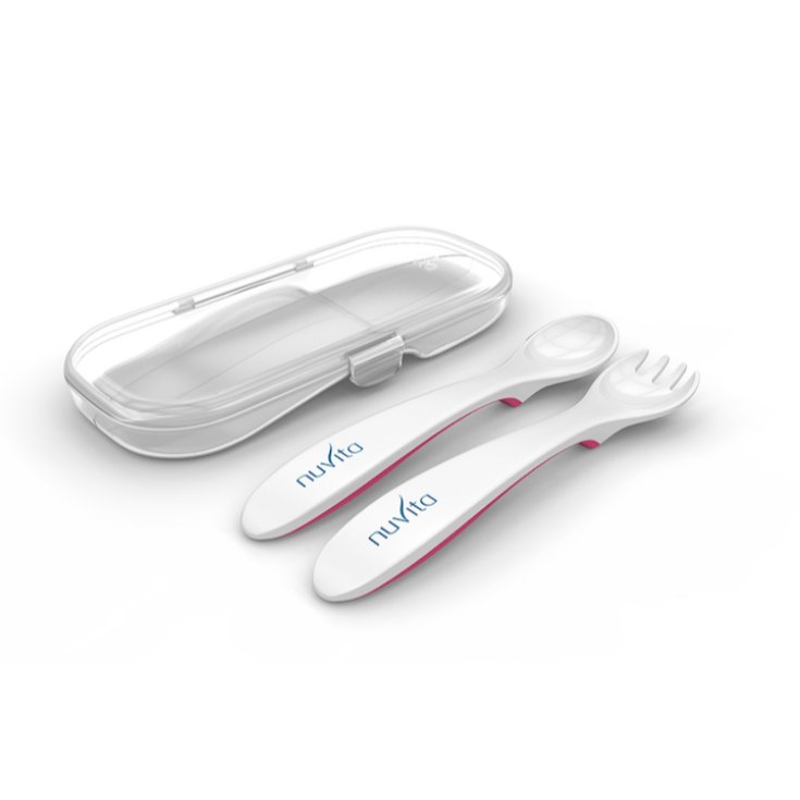 Nuvita Set Spoon + Fork Case Pink