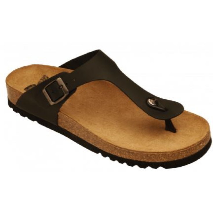 Scholl Evis Oiled Black Flip Flops Man Bioprint Technology Black Color Size 40