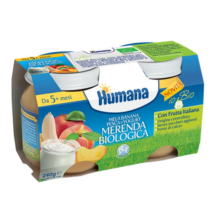 Humana Organic Snack Apple Banana Peach Yogurt 2x120g