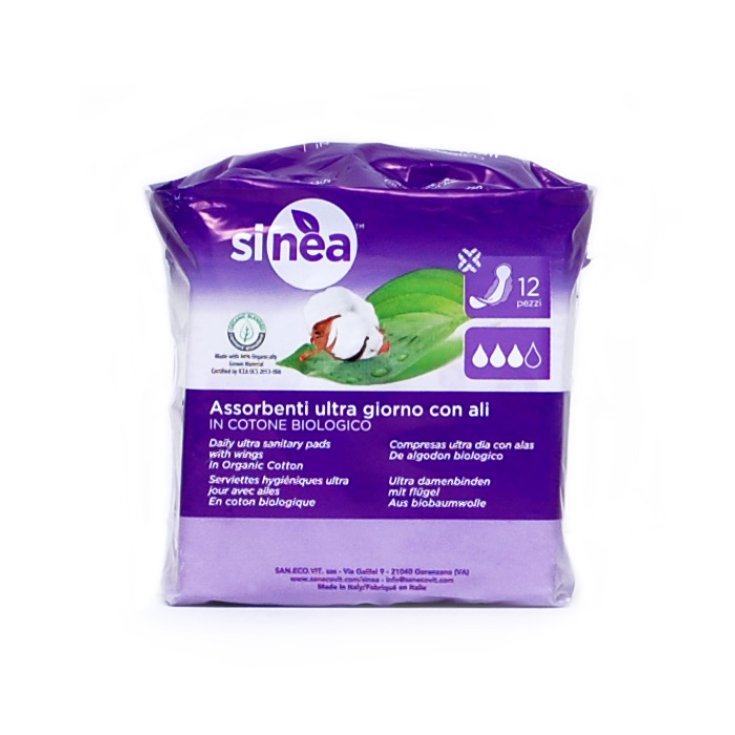 Sinea Ultra Day Absorbents With Wings Organic Cotton 12 Pieces
