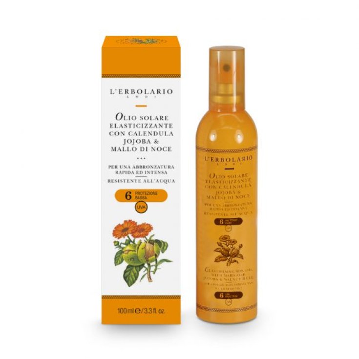 L'Erbolario Elasticizing Sun Oil With Calendula Jojoba & Walnut Hull SPF6 100ml