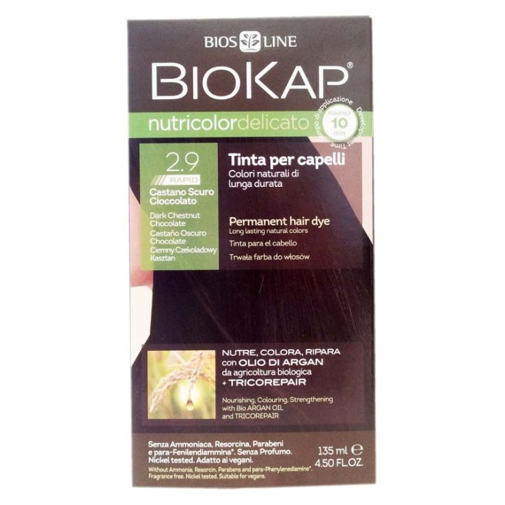 Bios Line Biokap Nutricolor Delicate Hair Dye Color 2,9 Dark Chocolate Brown