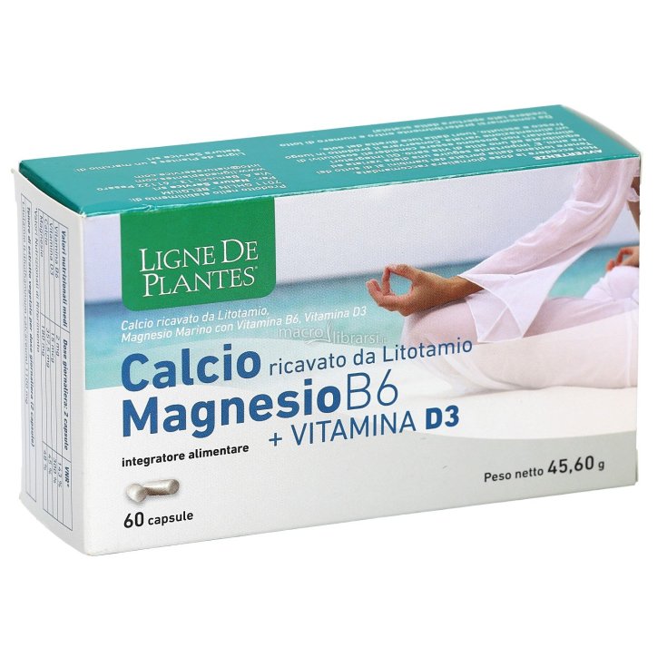 Ligne De Plantes Calcium + Magnesium B6 + Vitamin D3 Food Supplement 60 Vegetable Capsules
