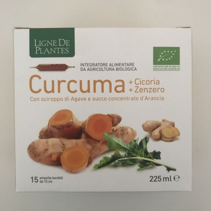 Ligne De Plantes Turmeric + Chicory + Ginger Bio Food Supplement 15 Drinkable Ampoules