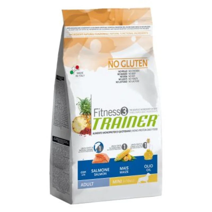 Trainer Fitness 3 Adult Mini Salmon Corn Oil Dry Dog Food Gluten Free 800g