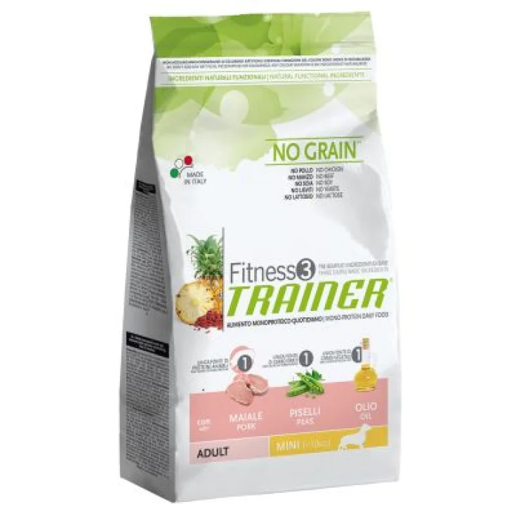 Trainer Fitness 3 Adult Mini Pork Peas Oil Dry Dog Food Gluten Free 150g