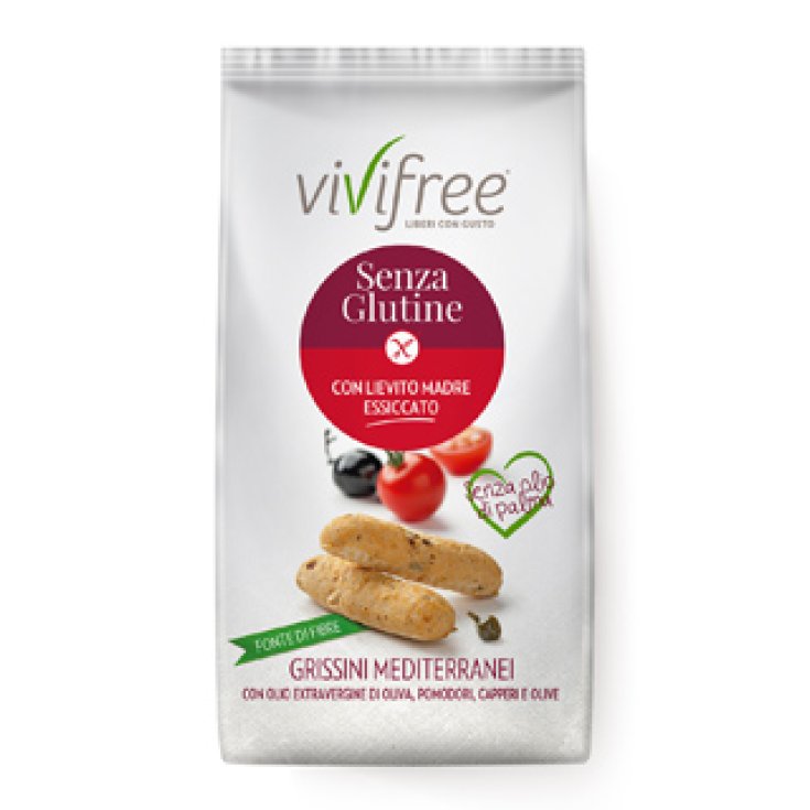 Vivifree Gluten Free Mediterranean Breadsticks With Extra Virgin Olive Oil, Tomato, Capers and Olives 150g