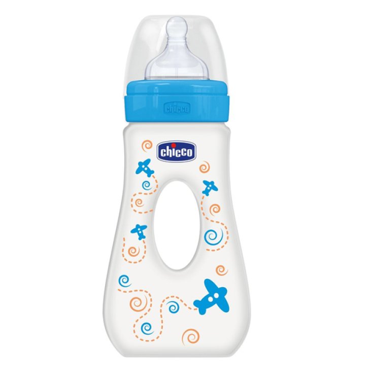 Chicco Baby Bottle Wellness Walk Polypropylene And Boy Silicone 240ml + 4Mesi