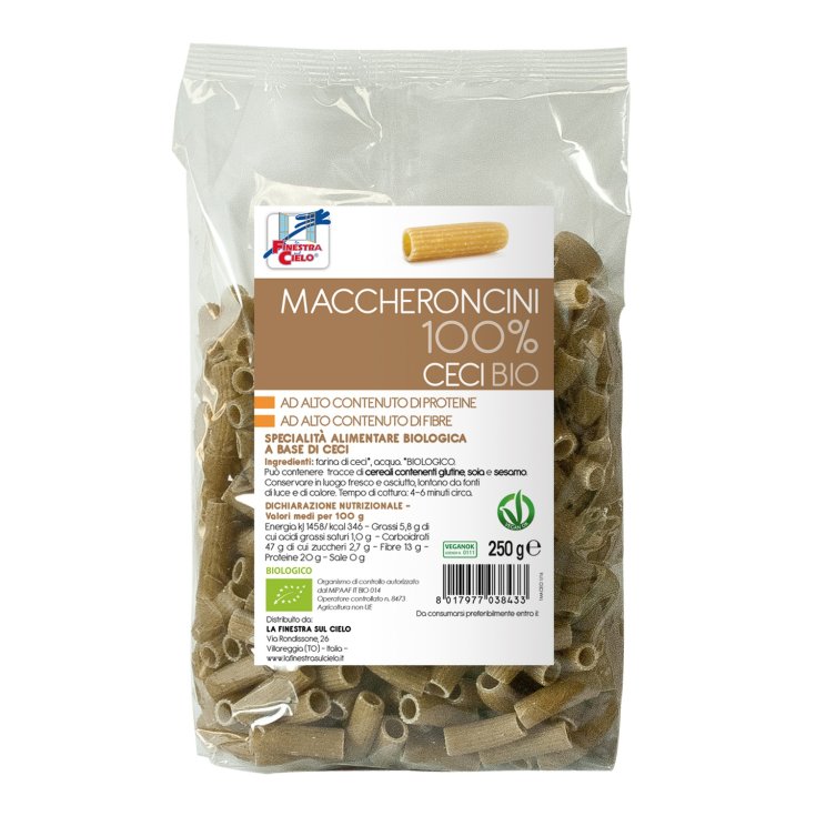 La Finestra Sul Cielo Maccheroncini 100% Organic Chickpeas 250g