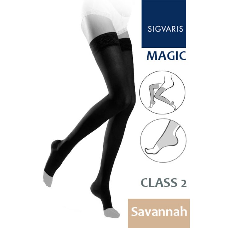 Sigvaris Magic Class 2 Savanna Hold-ups Size Xl Color Black With Open Toe