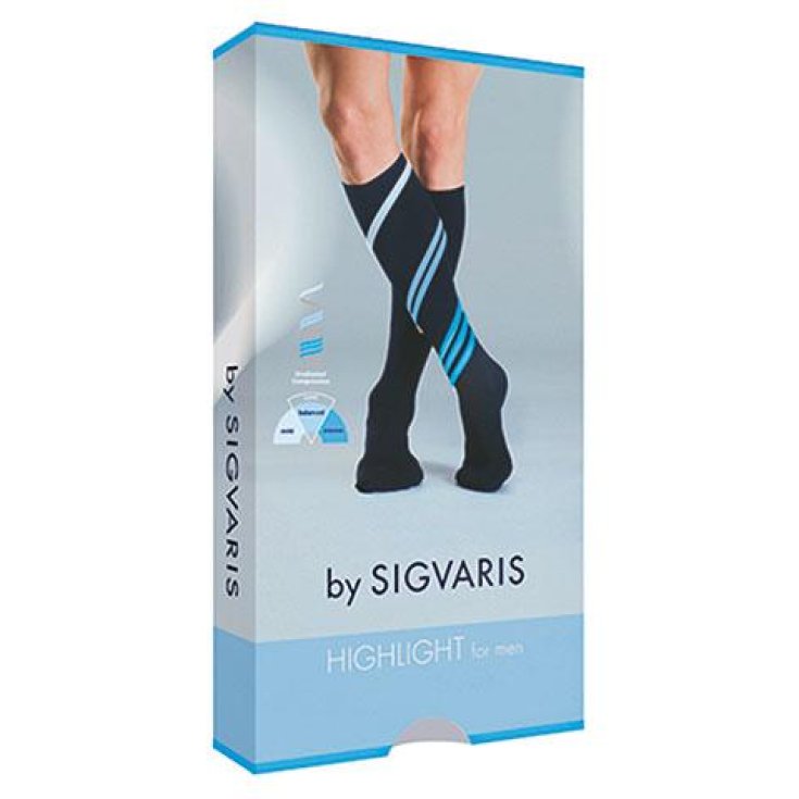 Sigvaris High Light for Man Knee-highs Closed Toe Marine Color Size L Long