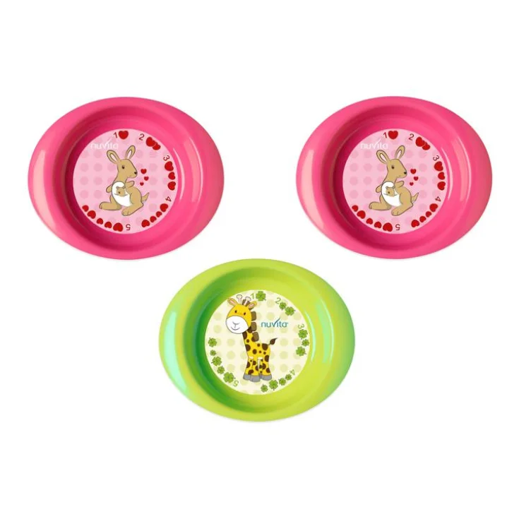 Nuvita Bowls First Numbers Pink And Green Color 3 Pieces