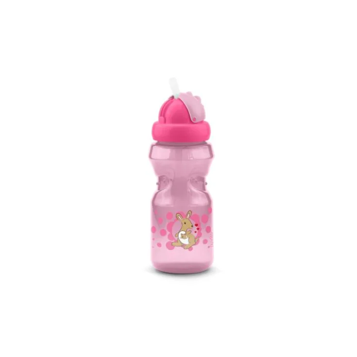Nuvita Bottle With Straw Pink Color 1 Piece