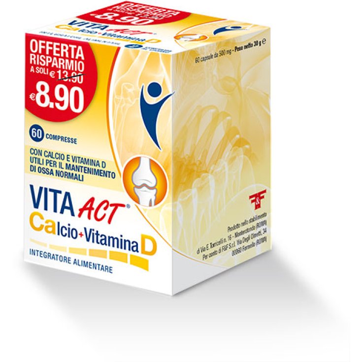F&F Vita Act Calcium + Vitamin D Food Supplement 60 Tablets