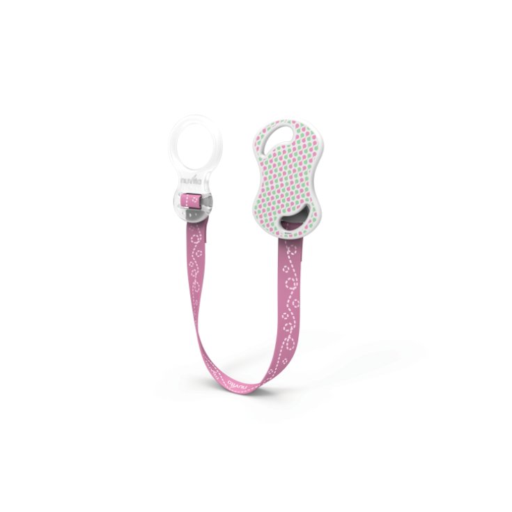 Nuvita Soother Holder Ribbon with Pink Silicone Ring