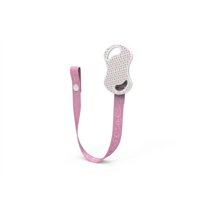 Nuvita Soother Holder Ribbon with Pink Closure Button