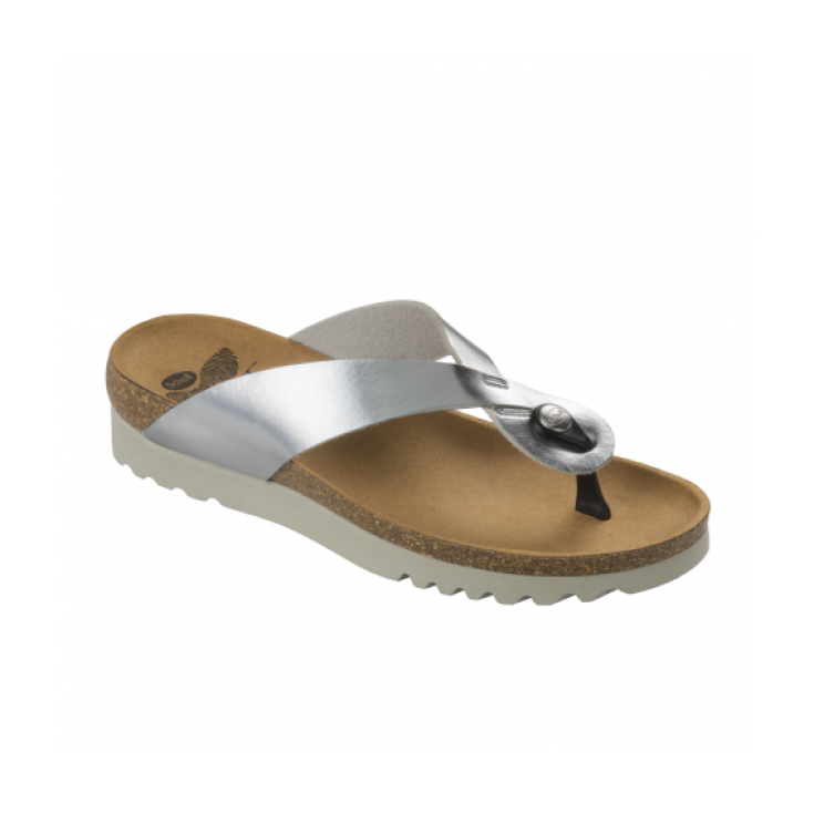 Scholl Kenna Women's Flip Flops Bioprint Footbed Silver Color Size 37
