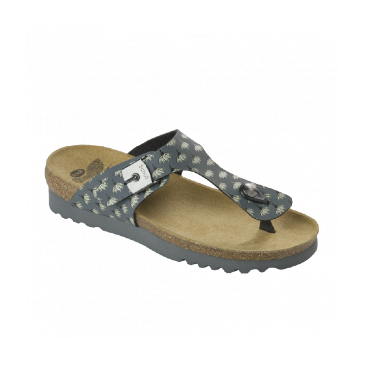 Scholl Boa Vista Up Women's Flip Flops Bioprint Footbed Gray Printed Size 41