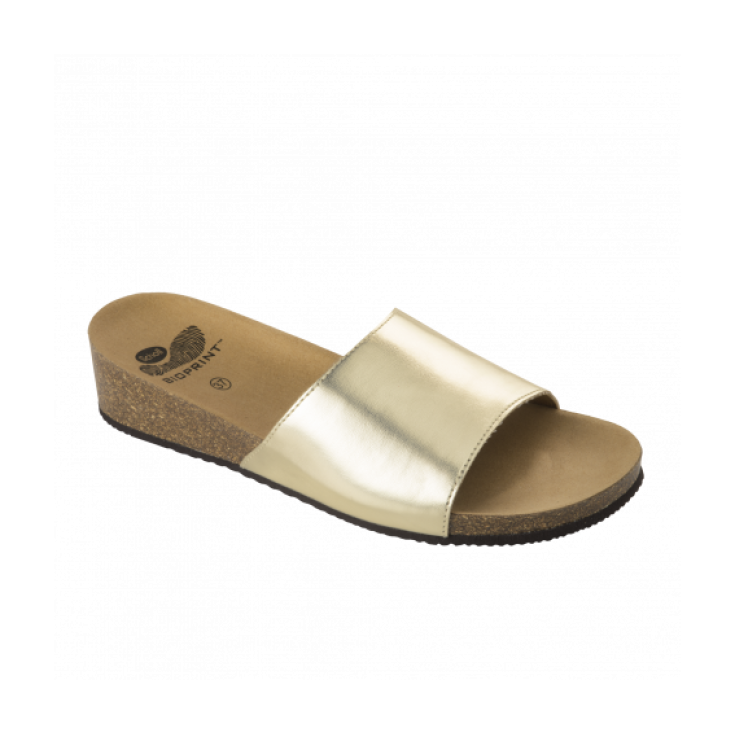Scholl Vinny Woman's Slipper Bioprint Footbed Platinum Color Size 41